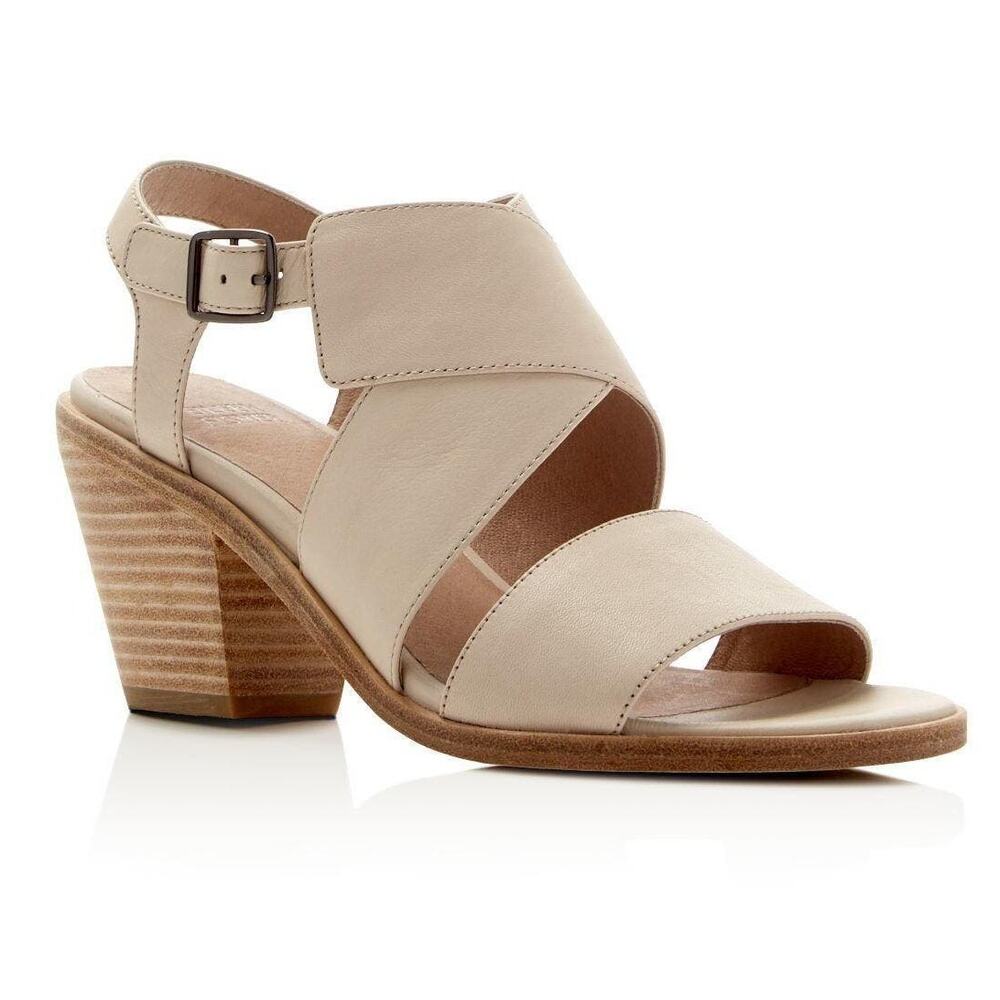 Eileen Fisher Womens Strappy Sandal Heels Cream Beige Leather Slingback‎ Sz 8